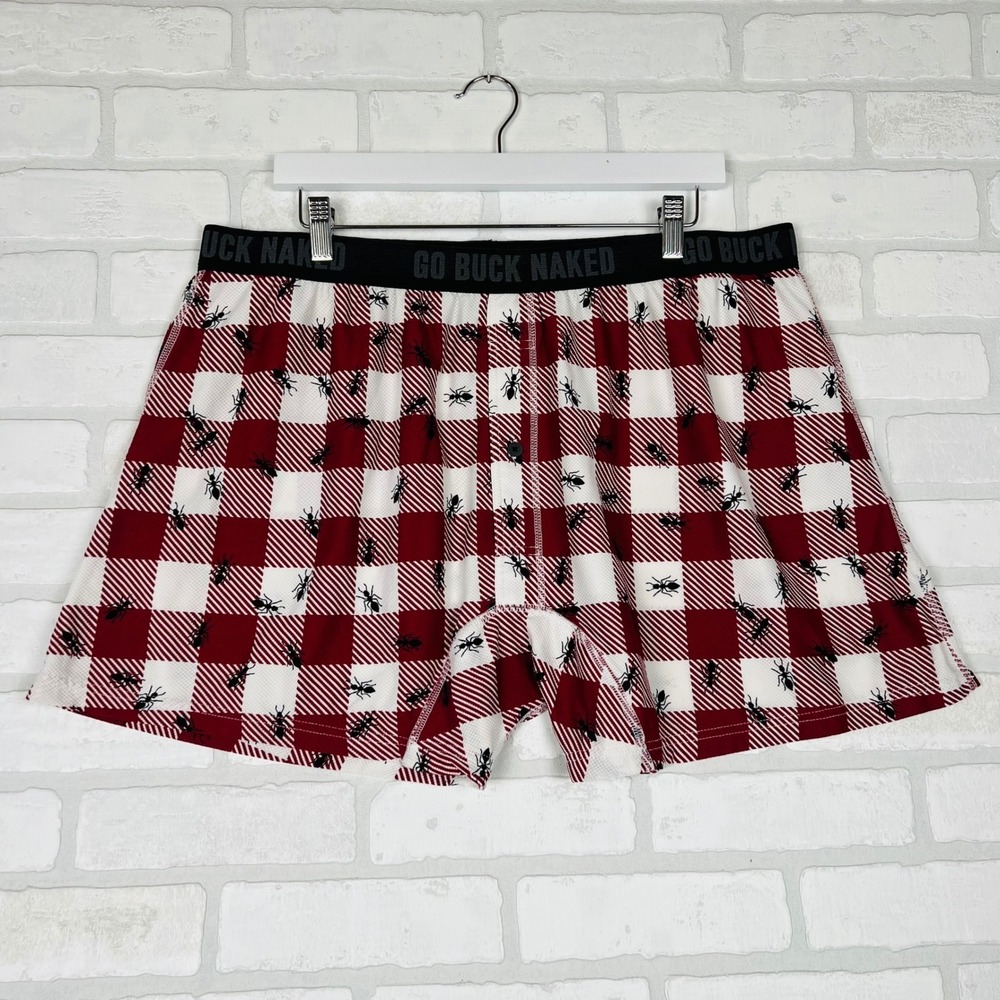 Duluth Trading Co Go Buck Naked Boxer Briefs Red Buffalo Plaid Ants Mens XXL